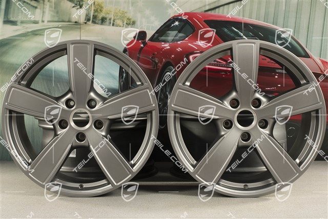 20" Felgensatz Cayenne Sport Classic Komfort, 9J x 20 ET50 + 10,5J x 20 ET55,  Platinum Seidenmatt