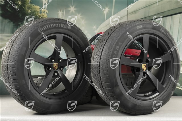 18-inch "Macan" Winter wheel set, rims 8J x 18 ET21 + 9J x 18 ET21, +  Continental ContiWinterContact winter tyres 235/60 ZR 18 + 255/55 ZR 18, with TPMS, black mat