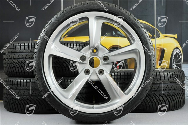 20" Cayman GT4 SportTechno komplet kół zimowych, felgi 8,5J x 20 ET57 + 10J x 20 ET50 + opony zimowe Michelin 235/35 R20 + 275/30 R20, z czujnikami ciśnienia