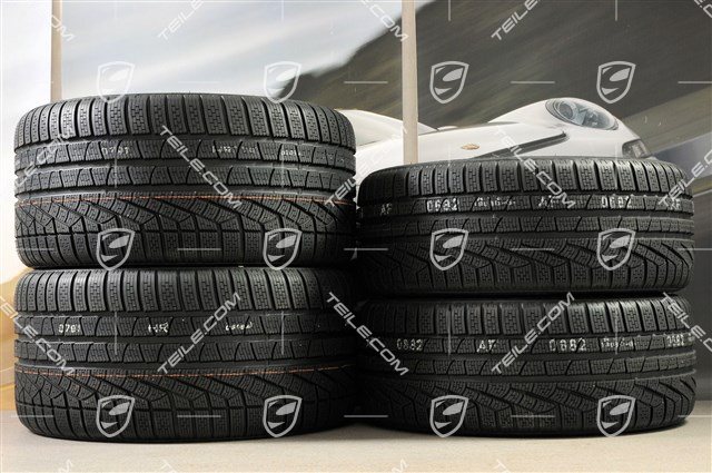 20" Turbo S central locking winter wheel set for Carrera GTS, wheels 8,5J x 20 ET51 + 11J x 20 ET52 + Pirelli Sottozero II winter wheels 245/35 R20+295/30 R20, black (semigloss), with TPMS