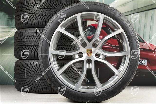 21" Cayenne Exclusive Design Winterräder Satz, Felgen 9,5J x 21 ET46 + 11,0J x 21 ET58 + Michelin Pilot Alpin 5 Winterreifen 275/40 R21 + 305/35 R21, mit RDK-Sensoren
