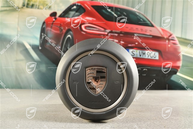 Poduszka bezpieczeństwa kierownicy, skóra, czarny/rhodium grey