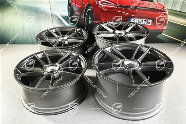 20+21-inch wheel rim set Turbo S, rims: front 8,5J x 20 ET40 + rear 11J x 21 ET66, Platinum satin matt