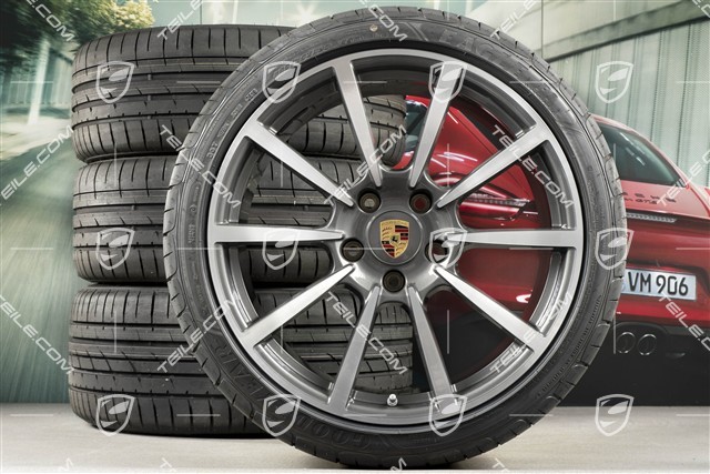 20-inch Carrera Classic summer wheels set, rims 8J x 20 ET57 + 10J x 20 ET45 + NEW GoodYear summer tires 235/35 ZR20 + 265/35 ZR20, with TPMS