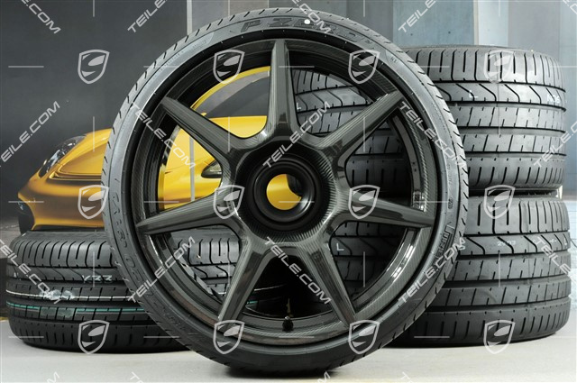 20" 911 Turbo Carbon summer wheel set, wheel rims 9J x 20 ET51 + 11,5J x 20 ET56 + summer tires 245/35 R20 + 305/30 R20, with TPMS