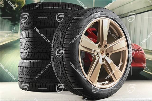 22" Winterräder Cayenne Exclusive Design Sport, Felgen 10J x 22 ET48 +11,5J x 22 ET61 + Continental Winterreifen 285/40 R22 + 315/35 R22, in Neodyme