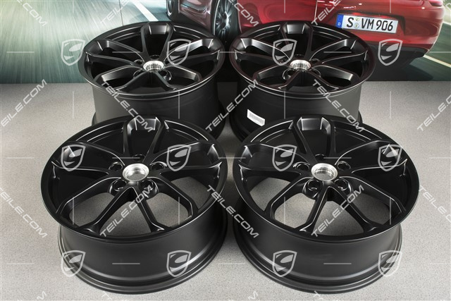 20" komplet felg 718 Cayman GT4, felgi 8,5J x 20 ET61 + 11J x 20 ET50, czarny satynowy półmat