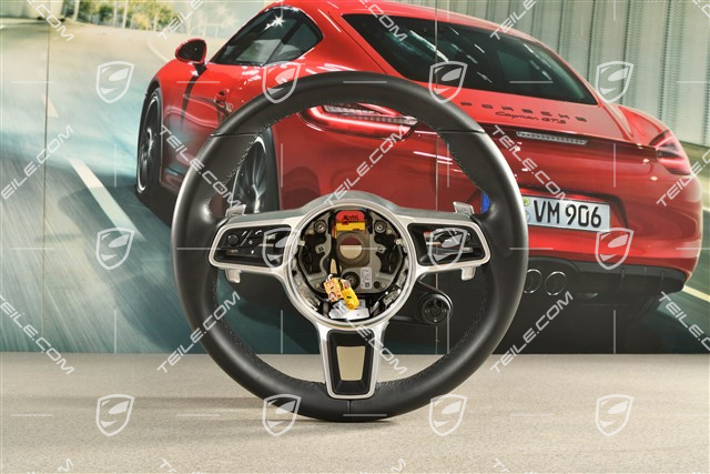 Multifunction steering wheel with Paddles PDK, Sport Chrono Plus Package, Leather, Black