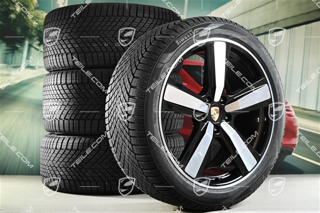 22-inch winter wheel set Cayenne Exclusive Design Sport, wheel rims 10J x 22 ET48 +11,5J x 22 ET52 + NEW Pirelli winter tyres 285/40 R22 + 315/35 R22, black high gloss