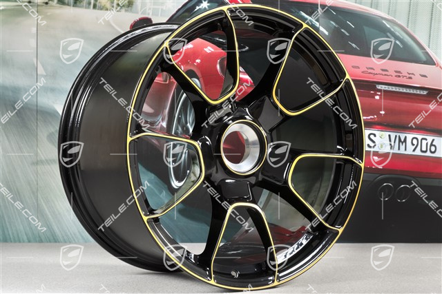 20-inch central lock wheel rim set, 911 Turbo S Exclusive Design, 9J x 20 ET51 + 11,5J x 20 ET56, black/gold-yellow