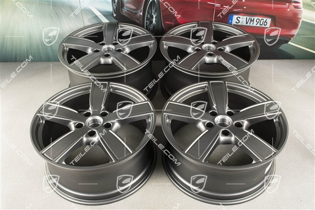 20" Felgensatz Cayenne Sport Classic Komfort, 9J x 20 ET50 + 10,5J x 20 ET64, Platinum Seidenmatt