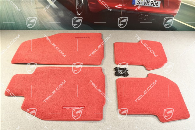 Dywaniki welurowe, komplet 4szt. czerwone