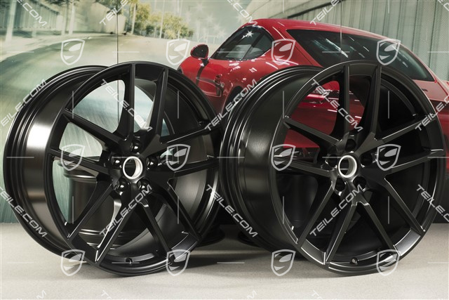 20-inch wheel rim set Macan S, 9J x 20 ET26 + 10J x 20 ET19, in black satin mat