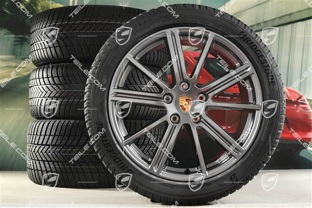 20-inch Panamera Turbo Winter wheel set, wheel rims 9,5J x 20 ET71 + 10,5J x 20 ET71 + NEW Bridgestone winter tyres 275/40 R20 + 315/35 R20, Adamantium