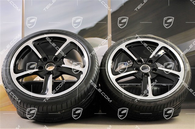 20-inch SportTechno summer wheel set, rims 8,5J x 20 ET57 + 10J x 20 ET50, NEW summer tires Pirelli 235/35 R20 + 265/35 R20, in black high gloss