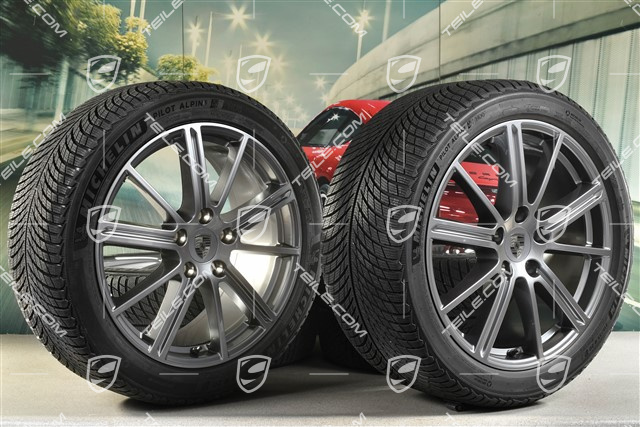20" Panamera Turbo Koła zimowe, komplet, felgi 9,5J x 20 ET71 + 10,5J x 20 ET71 + opony zimowe Michelin Pilot Alpin 5 275/40 R20 + 315/35 R20, Adamantium
