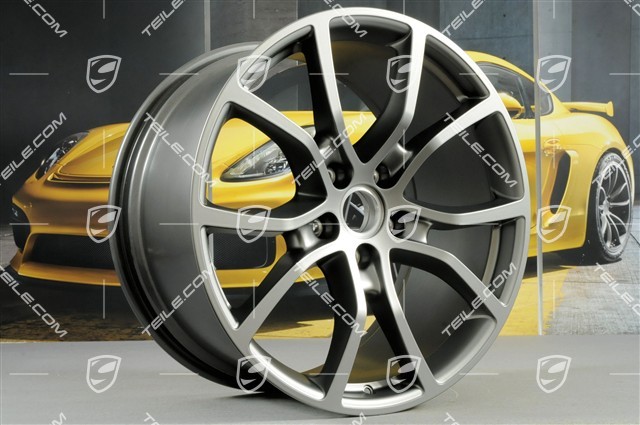 21" Komplet felg Cayenne ExclusiveDesign, 11J x 21 ET58 + 9,5J x 21 ET46, Platinum półmat satyna