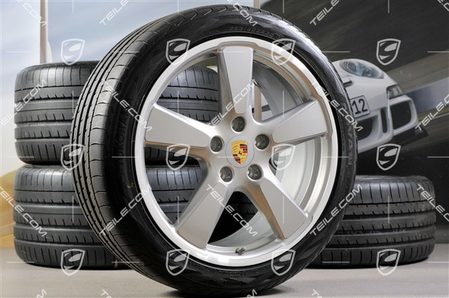 20" Sport Classic summer wheels set,GT-Silber metalic,  rims 9,5J x 20 ET65 + 11,5 x 20 ET63 + NEW summer tyres 255/40 ZR20 + 295/35 ZR20, with TPM