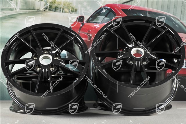 19+20" komplet felg Carrera, felgi: przednie 8,5J x 19 ET52 + tylne 11J x 20 ET66, czarny wysoki połysk