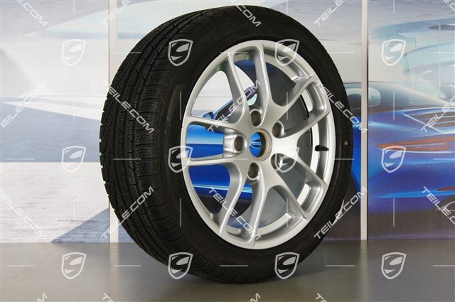 18-inch winter wheels set "Cayman", rims 8J x 18 ET57 + 9J x 18 ET47 + NEW winter tyres Pirelli SottoZero2 N0 235/45 R18 + 265/45 R18, with TPM sensors