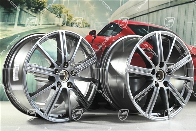 20" wheel rim set Panamera Turbo, 9.5J x 20 ET71 + 10.5J x 20 ET71, Adamantium