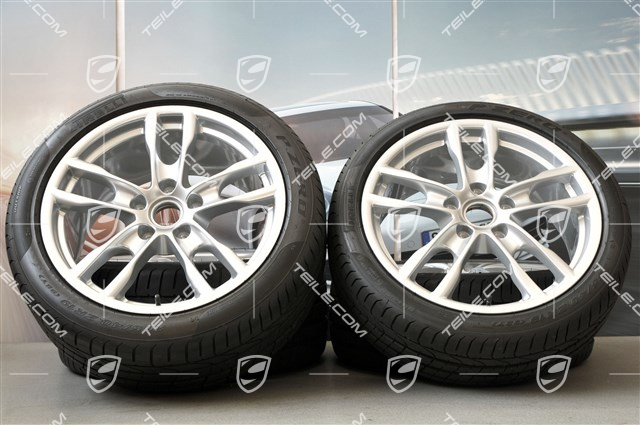 19-inch Boxster S summer wheel set, 8J x 19 ET57 + 9,5J x 19 ET45 + NEW Pirelli summer tyres 235/40 ZR19 + 265/40 ZR19, with TPM