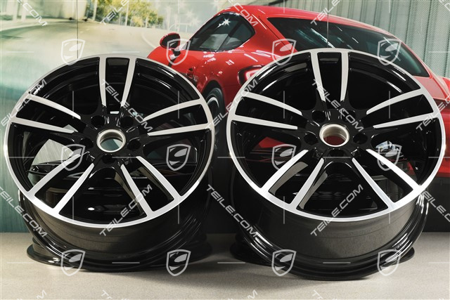 20" komplet felg Cayenne Sport, 10,5J x 20 ET64 + 9J x 20 ET50, czarne ramiona