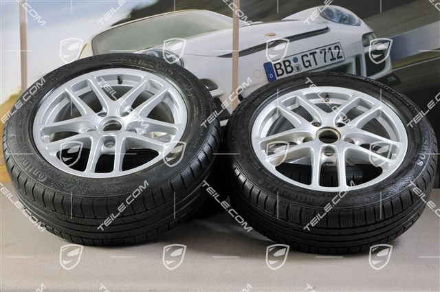 17" Komplet kół zimowych Cayman, przednie felgi 6,5J x 17 ET55 + tylne 8J x 17 ET40 + NOWE opony zimowe 205/55 R17 + 235/50 ZR17, bez czujników RDK