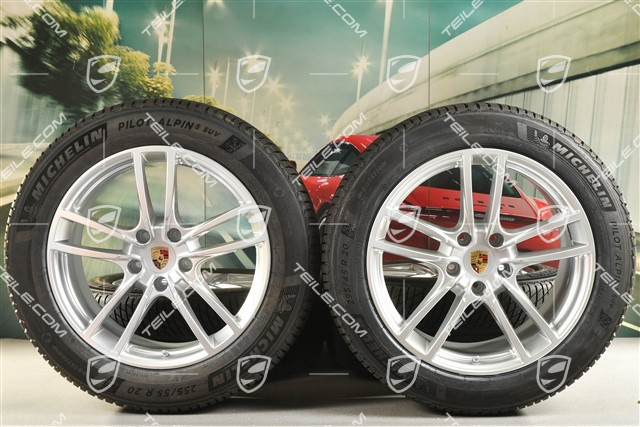 20" koła zimowe Cayenne Sport, komplet, felgi 9J x 20 ET50 + 10,5J x 20 ET64 + NOWE opony zimowe Michelin 255/55 R20 + 295/45 R20, z czujnikami ciśnienia