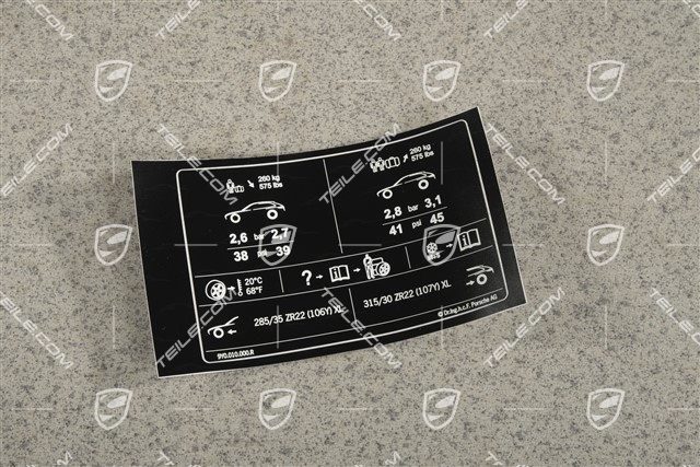Aufkleber / Klebeschild Reifen- und Ladeinformation