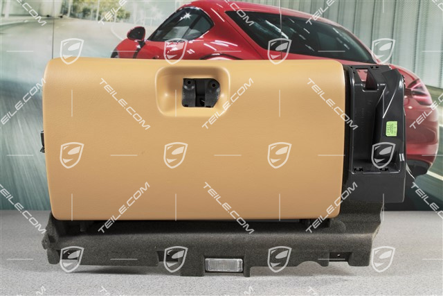 Glove compartment, leatherette, sand beige, complete