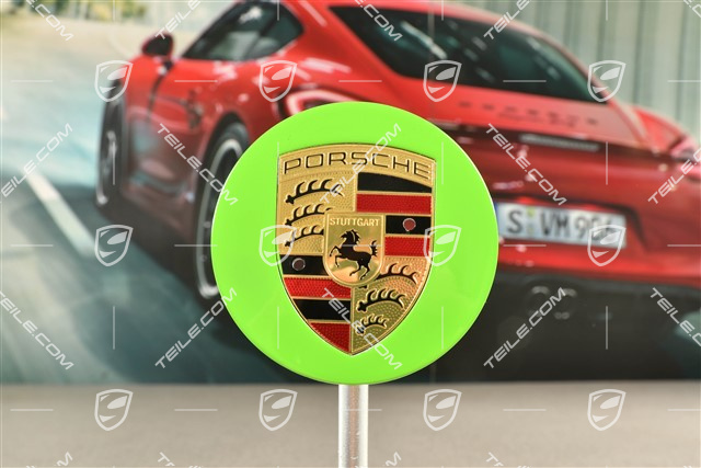 Hub cap, convex, crest coloured, Lizard green