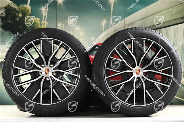 21-inch Macan Design winter wheel set, rims 8,5J x 21 ET27 + 10,5J x 21 ET47 + Continental winter tyres 255/45 R21 + 285/40 R21, black high gloss
