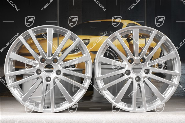 20-inch wheel rim set Panamera Design, 9,5J x 20 ET71 + 11,5J x 20 ET68, Brilliant chrome