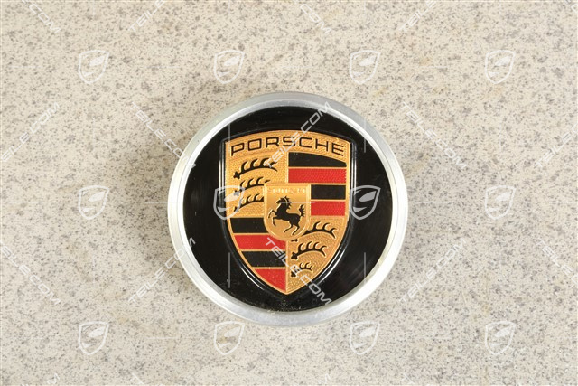 Radzierdeckel, Wappen farbig, schwarz hochglanz/ Ring in silber