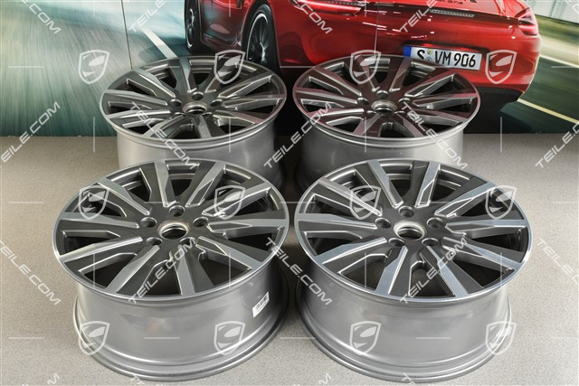 20" komplet felg Taycan Tequipment Design, 9J x 20 ET54 + 11J x 20 ET60, platin silver