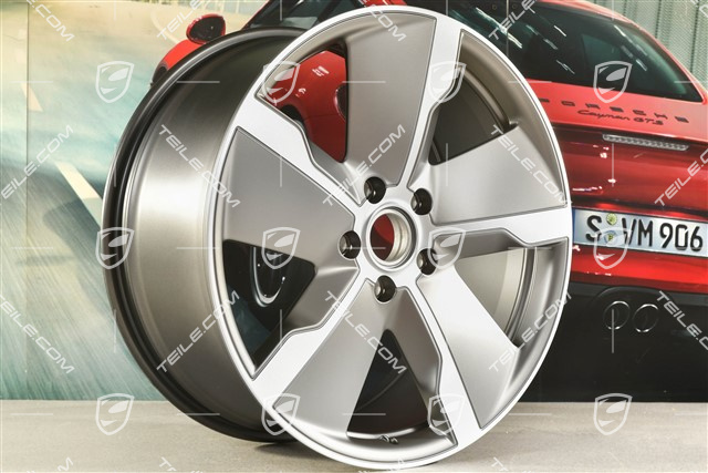 21" Felga Taycan Exclusive Design, 9,5J x 21 ET60, Platinum satynowy półmat, przednia, L