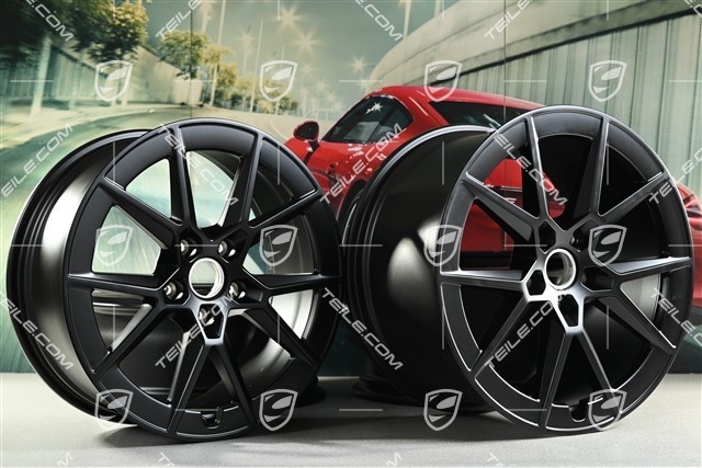 20+21" Carrera S Felgensatz, 8,5J x20 ET50 + 11,5J x 21 ET79, Schwarz Seidenmatt
