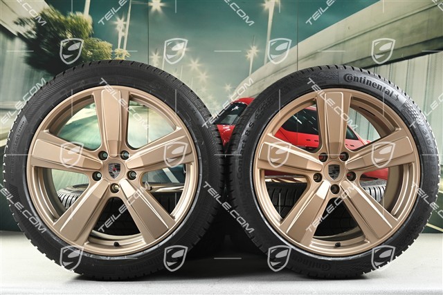 22" Winterräder Cayenne Exclusive Design Sport, Felgen 10J x 22 ET48 +11,5J x 22 ET52 + Continental Winterreifen 285/40 R22 + 315/35 R22, neodyme, ca. 50km, DOT/Bj. 2024