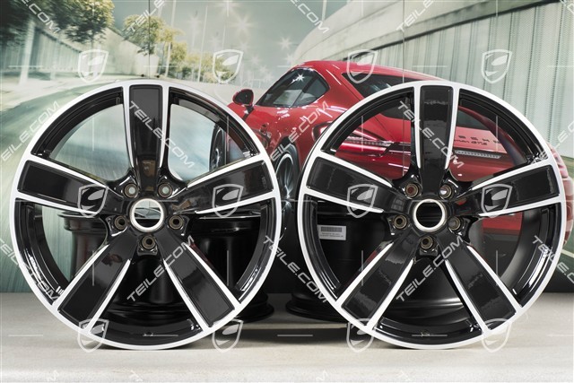 22" Komplet felg Cayenne Sport Classic, 10J x 22 ET48 + 11,5J x 22 ET61, czarny perłowy metalik / Jet Black Metallic