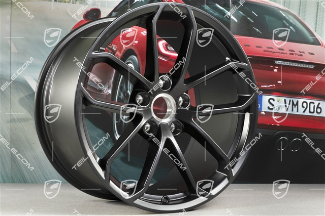 20" komplet felg 718 Cayman GT4, felgi 8,5J x 20 ET61 + 11J x 20 ET50, czarny satynowy półmat