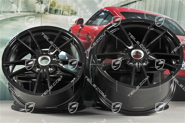 19+20" komplet felg Carrera, felgi: przednie 8,5J x 19 ET52 + tylne 11J x 20 ET66, czarny wysoki połysk