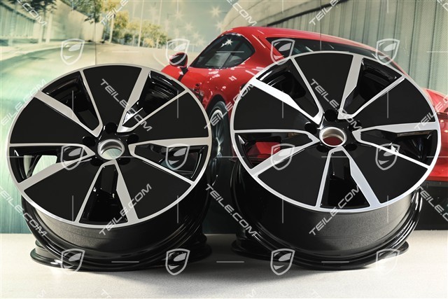 21-inch Macan Turbo wheel rim set, 8,5J x 21 ET27 + 10,5J x 21 ET47, black high gloss