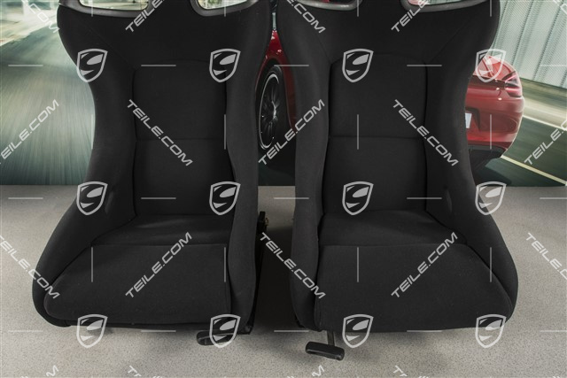 Fotele kubełkowe, czarny welur, z herbem Porsche, L+R