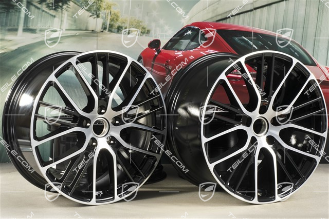 21" Felgensatz Panamera Exclusive Design Sport, 9,5J x 21 ET71 + 11,5J x 21 ET69, schwarz hochglanz