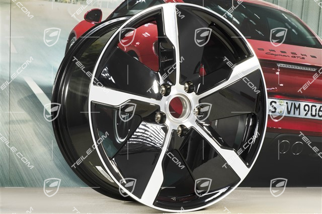 21-inch wheel rim Taycan Exclusive Design, 9,5J x 21 ET60,  front,  black high gloss, R