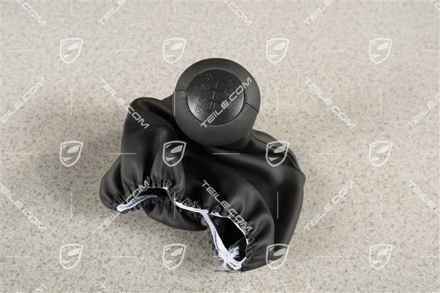 Gear shift knob, 6-speed, black leather