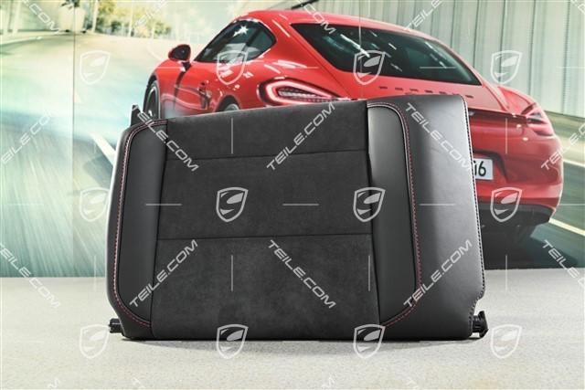 Cabrio / Targa, Notsitzrückenlehne / Rücksitz / Rückenlehne, Hinten, Leder / Alcantara, Schwarz mit Karminrot Naht Faden, GTS, R