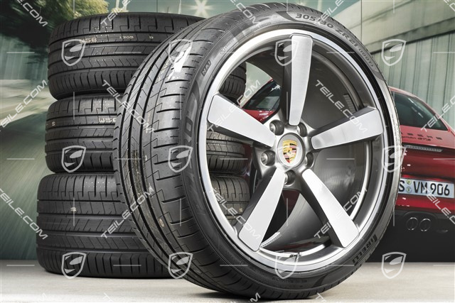 20"+21" Carrera Exclusive Design Sommerräder Satz, Felgen 8,5J x 20 ET53 + 11,5J x 21 ET67 + Goodyear Sommerreifen 245/35 R20 + 305/30 R21, mit RDK-Sensoren