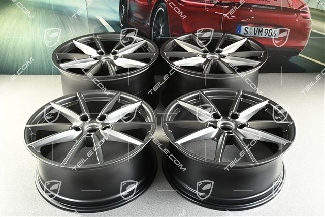 20"+21" Felgensatz Carrera S, Felgen 8,5J x 20 ET53 + 11J x 21 ET66, platinum-seidenmatt